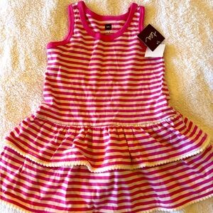 Tea Collection Pink and White Striped Ruffled Dress
